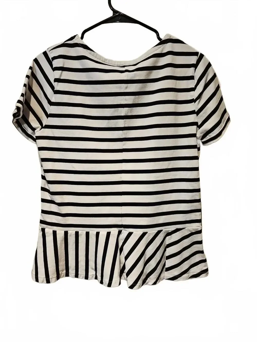 J Crew Peplum Top Women Medium Short Sleeve Blue/White Striped